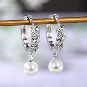 Orecchini a Forma di Spiga di Grano, Eleganti Orecchini Pendenti Ispirati alle Perle, Gioielli Minimalisti per Donne - Product Image 1