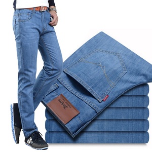 <span class=keywords><strong>Jeans</strong></span> a Gamba Dritta Stile Business per <span class=keywords><strong>Uomo</strong></span>, Classici ed Elasticizzati, <span class=keywords><strong>Vita</strong></span> Media, Denim Leggero Estivo, <span class=keywords><strong>Pantaloni</strong></span> Lunghi da Lavoro - Product Image 3