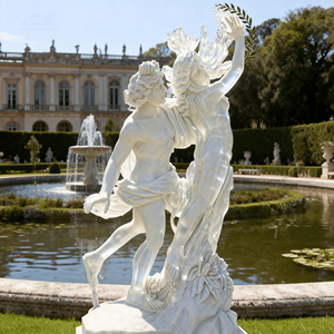 <span class=keywords><strong>Statue</strong></span> d'<span class=keywords><strong>Apollon</strong></span> <span class=keywords><strong>et</strong></span> de <span class=keywords><strong>Daphné</strong></span> en marbre blanc naturel sculpté à la main, qualité muséale, taille réelle, sculpture de la mythologie grecque pour villa <span class=keywords><strong>et</strong></span> jardin - Product Image 1