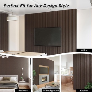 FEYT Black Walnut Veneer MDF Akupanel Wood Slat Acoustic Panel Wooden Sound-absorbing Panels <strong>for</strong> Living Room <strong>TV</strong> Background <strong>Wall</strong> - Product Image 5