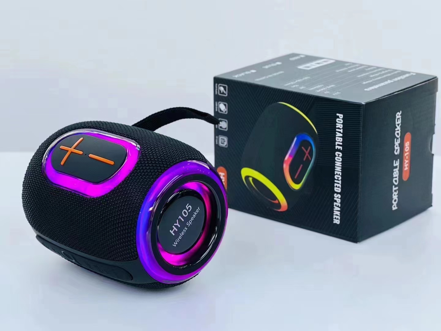 HY-105 Mini Speaker Portable, Wireless Soundbar with RGB Light