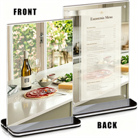 Support de carte de table en acrylique double face avec base noire pour hôtel, réception, bureau, exposition