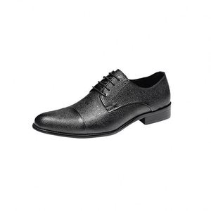 Chaussures en cuir pour hommes tendance - Chaussures habillées formelles respirantes pour l'été, en cuir véritable avec lacets et bout rond - Product Image 4