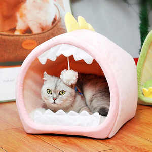 Cama para Gatos con Diseño de Dinosaurio Verde y Rosa, con Almohada Acolchada Extraíble y Lavable - Product Image 3