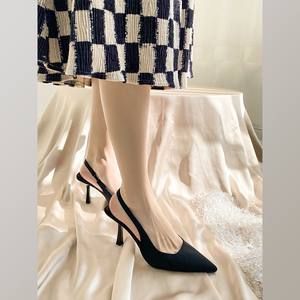 Nouvelles chaussures pour femmes été 2025 : sandales à talons aiguilles à bout pointu avec bride arrière - Chaussures uniques noires - Product Image 3