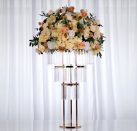 XWLC Royal Diamond Luxurious Ferris Wheel Gold Metal Acrylic Customizable Table Flower Stand Wedding Centerpiece Decoration