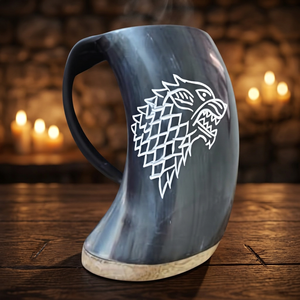 Custom Logo Engraved Handmade Handicraft Buffalo Horn Viking Drinking Tankard <b>Mugs</b> Waterproof Eco-Friendly Natural Shape Antique - Product Image 1