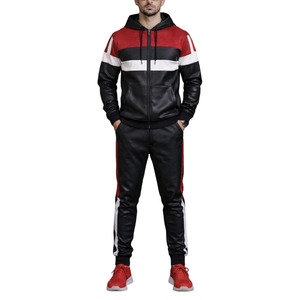 Chándal de cuero con capucha y cremallera, ligero, cómodo y de alta calidad para hombre, personaliza tu propio diseño, chándales de cuero para hombre - Product Image 1