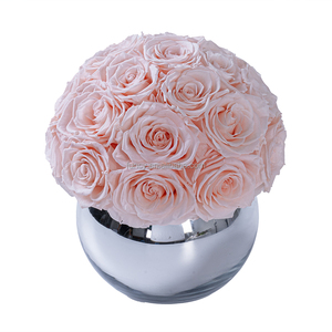Vase en verre électroplaqué argenté en forme de dôme floral de luxe, rose éternelle préservée pour mariage, Saint-Valentin - Product Image 4