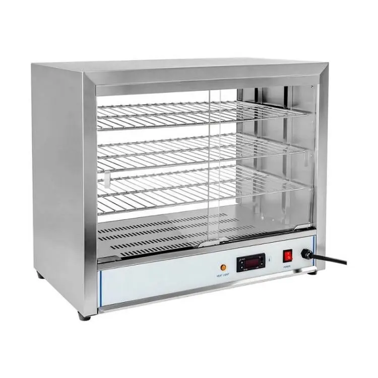 commercial stainless steel hot food showcase/ high quality glass display food warmer