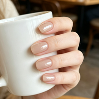 Ongles press-on carrés courts en acrylique effet chrome miroir faits à la main, vente en gros