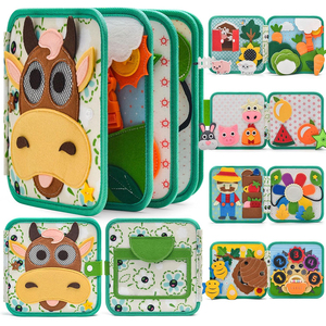 Libro de tela Montessori de fieltro para bebés, con animales y granja en 3D, libro de actividades para el aprendizaje de habilidades básicas, tablero de actividades, juguete de viaje para niños pequeños - Product Image 2