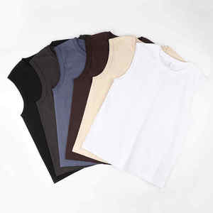 Poids lourd 100% coton hommes gilet couleur unie sans manches débardeur 230G haute qualité col rond décontracté Street Wear lettre motif - Product Image 3