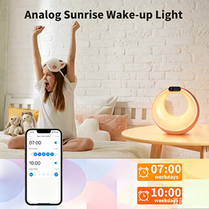 Réveil intelligent 4-en-1 avec lumière d'aube, veilleuse, haut-parleur et lampe musicale d'ambiance RGB contrôlée par application pour chambre et salon - Product Image 3
