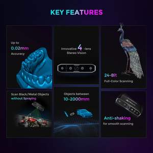 Escáner 3D CR-Scanner Otter 20fps con Visión Estéreo de Cuatro Lentes 10-2000mm para Impresión 3D en Stock Negro - Product Image 2