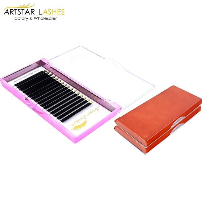 Deux embouts noir mat ellipse plat forme faux cils split conseils Forme Plate cils extensions0.12/0.15/0.20mm