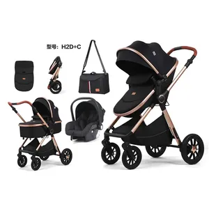 Cochecito de alta calidad Cochecito de bebé compacto de lujo 3 en 1 Cochecito bidireccional plegable cochecito de muñeca china con asiento de coche