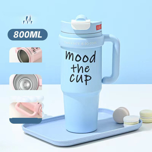 Custom Stocked Insulated Pink Stainless Steel American Style Vacuum Flask Tumbler Straw Cap Camping Travel Use Thermo Handle - Product Image 5