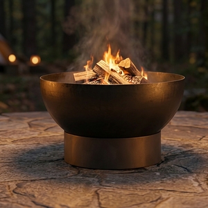 Brasero en acier noir sur mesure, rustique, pour patio extérieur, jardin, foyer à bois, chauffage de camping - Product Image 3