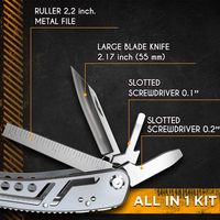 Outil multifonction 24-en-1 avec mini-outils, couteau, pinces et 11 embouts pour le travail, le EDC, le camping, la randonnée et la survie