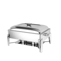 Chauffe-Plat Rectangulaire Professionnel Haut de Gamme en Acier Inoxydable Argenté pour Hôtels, Format GN Complet