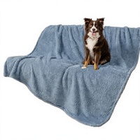 Plaid en laine moderne, moelleux, imperméable et réversible pour chats, doux et chaud, anti-urine, lavable (Bleu Poussiéreux 60x80)