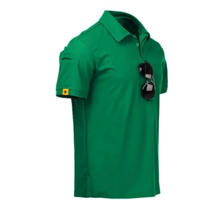 Transpirable y suave 95% poliéster, 5% Spandex material de un solo color Hombres Elegante Polo con cuello para deportes diarios y golf - Product Image 4