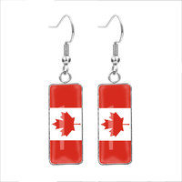 Boucles d'oreilles pendantes créatives en acier inoxydable sur le thème de la hyperbole, avec drapeaux de plusieurs pays - Bijoux de fête pour femmes