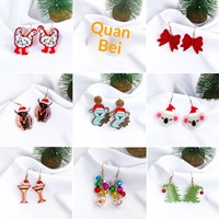 Boucles d'oreilles en résine acrylique lucite pour femme, motif animal de dessin animé, Père Noël, canne à sucre, boîte cadeau, décoration de fête de Noël mignonne
