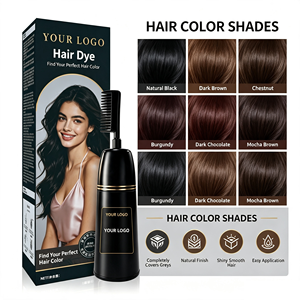 Crème colorante permanente pour cheveux à l'essence naturelle couvrante grise avec pinceau intégré, logo personnalisé, qualité professionnelle - Product Image 1