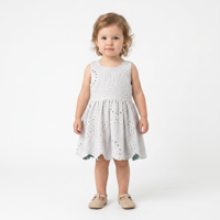 Robe d'été sans manches pour enfants, broderie anglaise, ourlet blanc, décontractée, pour fête ou usage quotidien, personnalisable