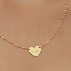 Dainty love argento sterling 925 personalizzato incidere lettera cuore iniziale collana regalo di san valentino