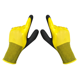 Guantes de algodón recubiertos de goma de nitrilo <span class=keywords><strong>azul</strong></span> Guantes de seguridad de trabajo con forro de látex Doble - Product Image 4