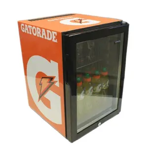 Frigorífico 21l gatorade design esportivo bebida de energia mini geladeira com frente de vidro