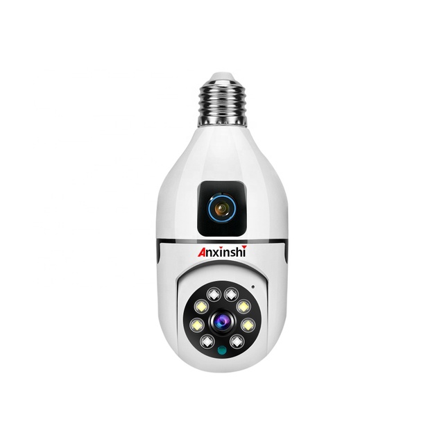 Anxinshi 2MP Dual Lens CCTV P2P Camera Wifi Blub E27 Lamp Light Panoramic IP PTZ Network Camera