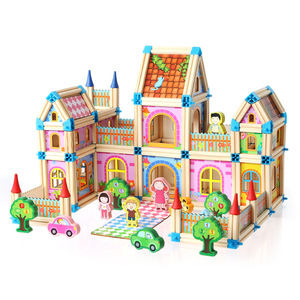 Blocs de construction éducatifs pour enfants, château à assembler, 128 pièces, colorés, maître de l'architecture en bois, jouet - Product Image 3