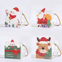 Boîte à poignée transparente en PVC de 9,5 cm pour bonbons, biscuits, cadeaux, avec motif Père Noël et bonhomme de neige, pour Noël, Nouvel An et fêtes