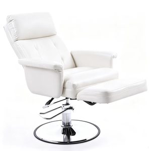 Sillón de Barbería Reclinable Contemporáneo de Cuero Sintético con Reposapiés Ajustable y Base con Bomba Hidráulica - Product Image 4