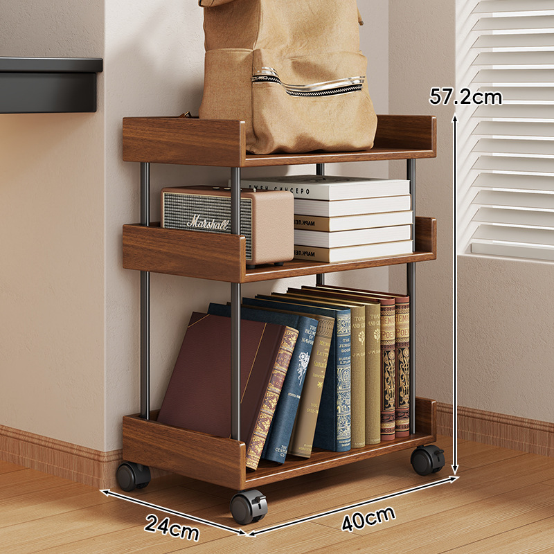 Walnut-colored model with wheels (three-layer) [Imported solid wood]