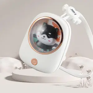 Neues Produkt niedlichen Haustier blattlosen Hals tragbare Mini-Fan Handheld Cartoon drei USB-Aufladung Kinder Student Geschenke