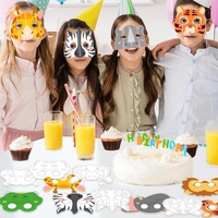 Masque à colorier personnalisé d'animaux de la jungle, artisanat animalier, masque en papier à personnaliser, décoration pour fête d'anniversaire et déguisement