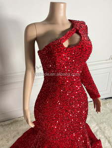 Ocstrade Robe Scintillante à Longue Traîne pour Femme, Fête, Mariage, Soirée, Épaule Dénudée, Paillettes Rouges, Manches Longues, Robe de Bal 2025 pour Femme - Product Image 6