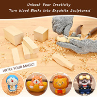 Blocs de bois de tilleul non finis pour sculpture, cubes de bois de tilleul de plusieurs tailles pour bricolage, sculpture d'animaux et artisanat