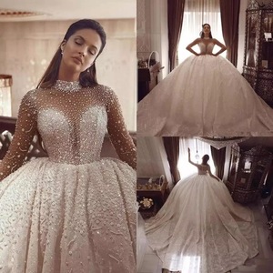 Nouvelle Robe de Mariée Grande Taille Moderne 2024 à Manches Longues, Perles, Tulle, Dentelle, Silhouette Sirène Trompette, Écologique, pour Mariage - Product Image 2