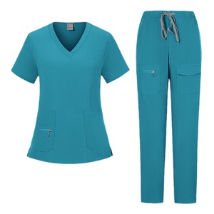 Nouvel ensemble de blouses chirurgicales légères en tissu Dobby polyester pour femmes, <span class=keywords><strong>tenue</strong></span> de bloc opératoire deux pièces à manches courtes pour uniforme - Product Image 5