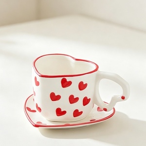 แก้วกาแฟลายหัวใจน่ารัก แก้วเซรามิกสดใส ของขวัญวันเกิด - Product Image 2