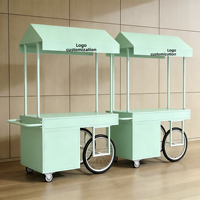 Chariot à café mobile de style vintage, chariot de nourriture de rue avec auvent pour kiosque de café