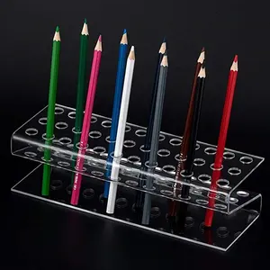 Wholesale Retail Store Plastic Pencil Stand Pen Display Clear Slanted Acrylic Pen Holder