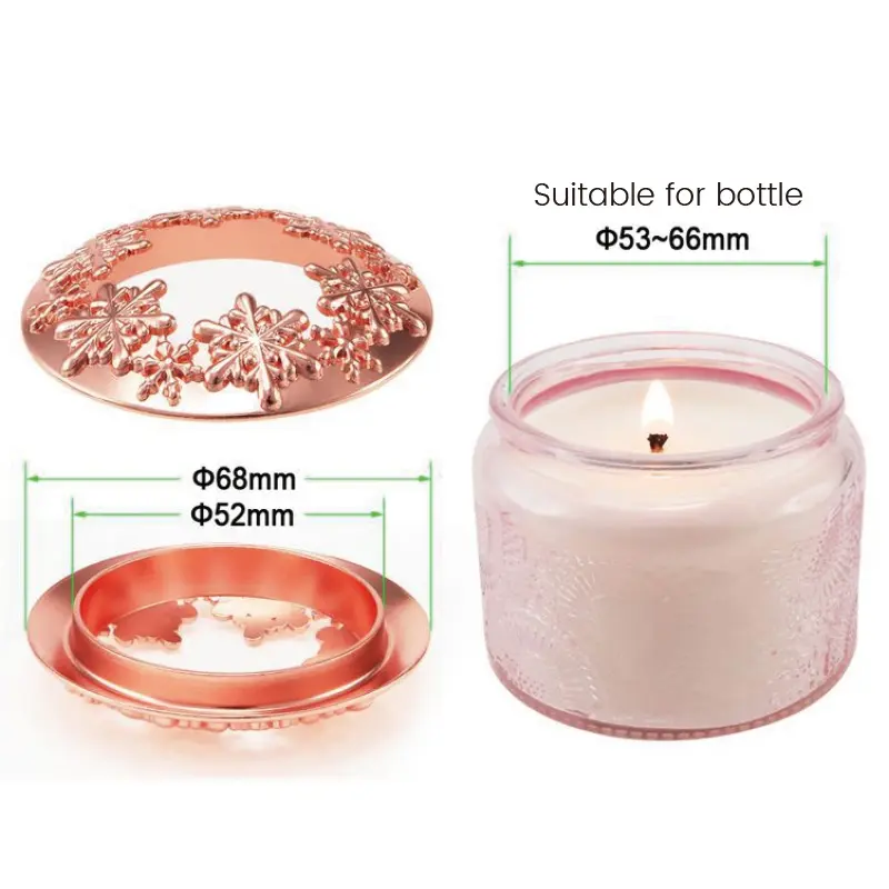 DGC, venta al por mayor, accesorios decorativos para velas, vela perfumada, tapa de vela de Metal dorado rosa