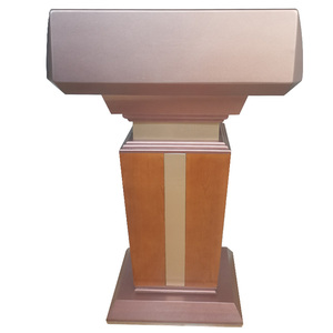 แท่นบรรยายสแตนเลสสีทองแชมเปญ ทนทาน ทันสมัย พร้อมโลโก้ที่ปรับแต่งได้ สำหรับใช้ในโรงแรม ห้างสรรพสินค้า โรงเรียน และโรงพยาบาล - Product Image 2